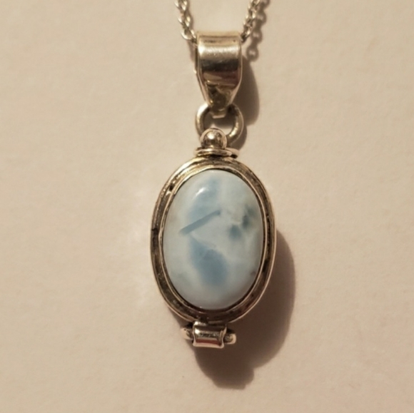 Larimar Poison Box Pendant Necklace - Picture 2 of 12